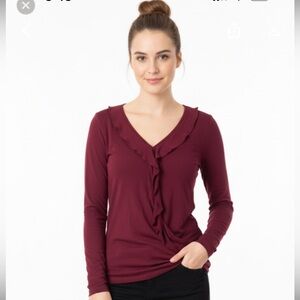 Garnet Hill burgundy wrap top size medium; Pima cotton blend